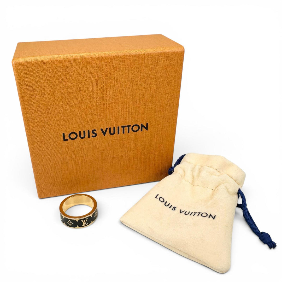 Great LOUIS VUITTON Ring Ring Nano Gram Enamel gold metal Women L M1568L