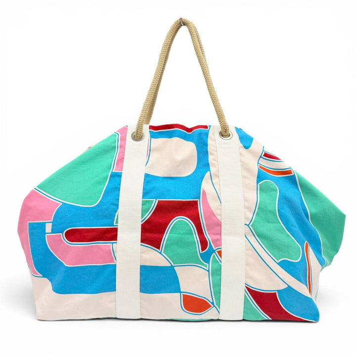 Excellent HERMES Tote Bag Cabas Drapeaux au vent Multi cotton Women