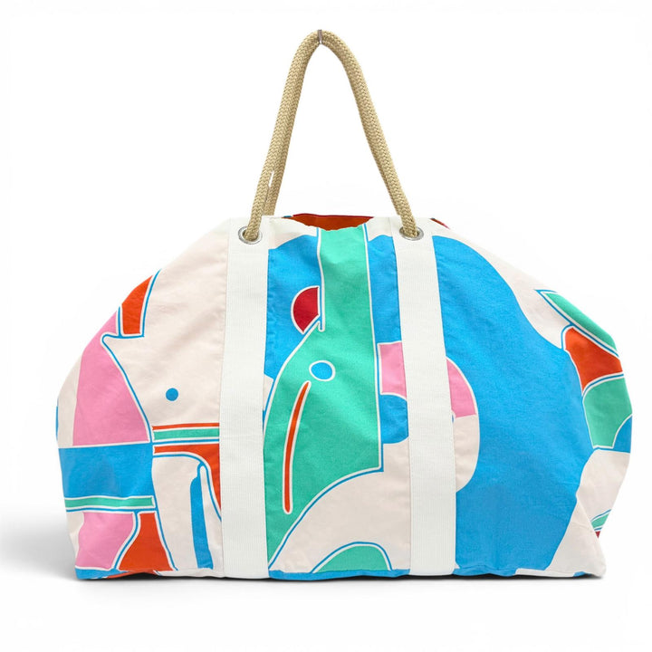Excellent HERMES Tote Bag Cabas Drapeaux au vent Multi cotton Women