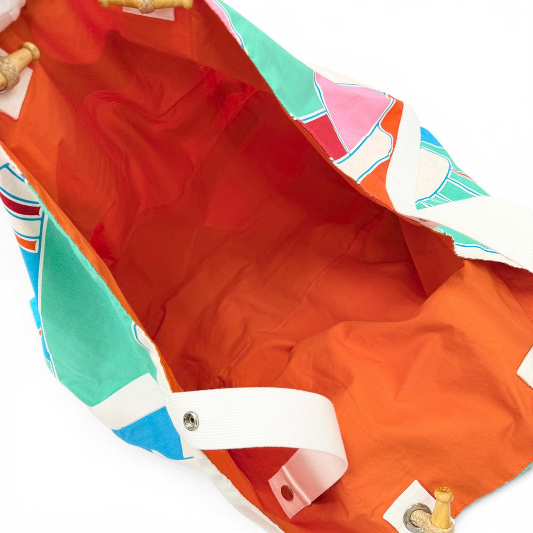 Excellent HERMES Tote Bag Cabas Drapeaux au vent Multi cotton Women