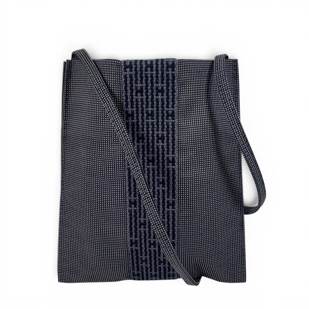 Excellent HERMES Shoulder Bag Her Line Pochette H Logo Square Sacoche gray