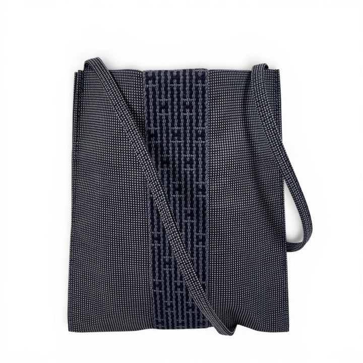 Excellent HERMES Shoulder Bag Her Line Pochette H Logo Square Sacoche gray