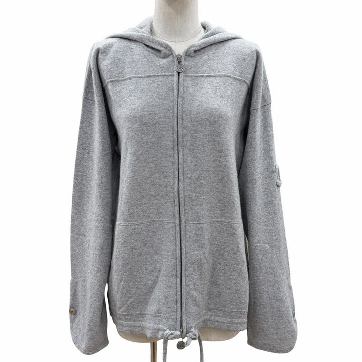 Great CHANEL hoodie gray cashmere Women 46 P39408