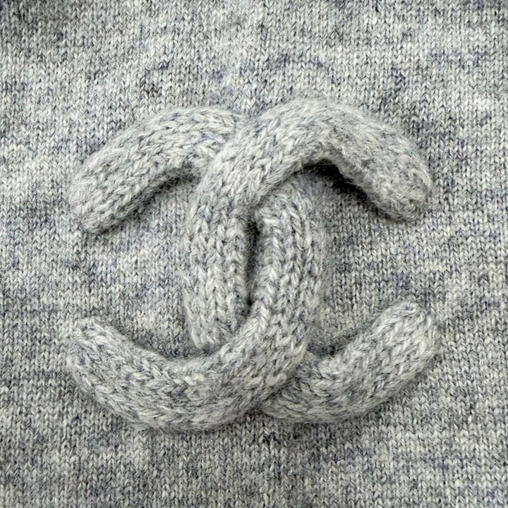 Great CHANEL hoodie gray cashmere Women 46 P39408