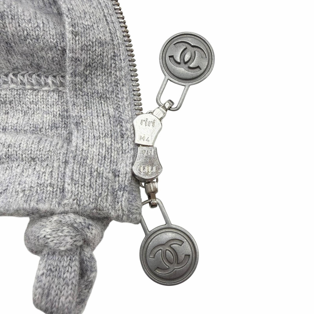 Great CHANEL hoodie gray cashmere Women 46 P39408