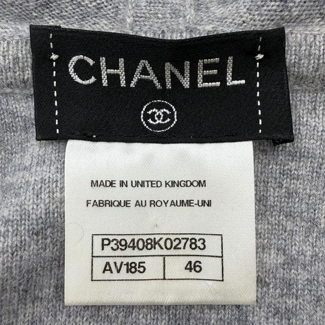 Great CHANEL hoodie gray cashmere Women 46 P39408
