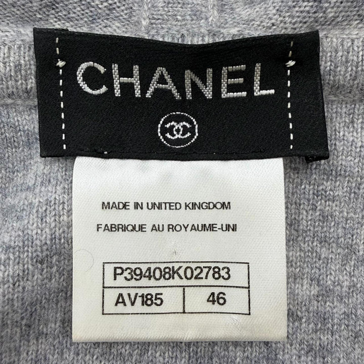Great CHANEL hoodie gray cashmere Women 46 P39408