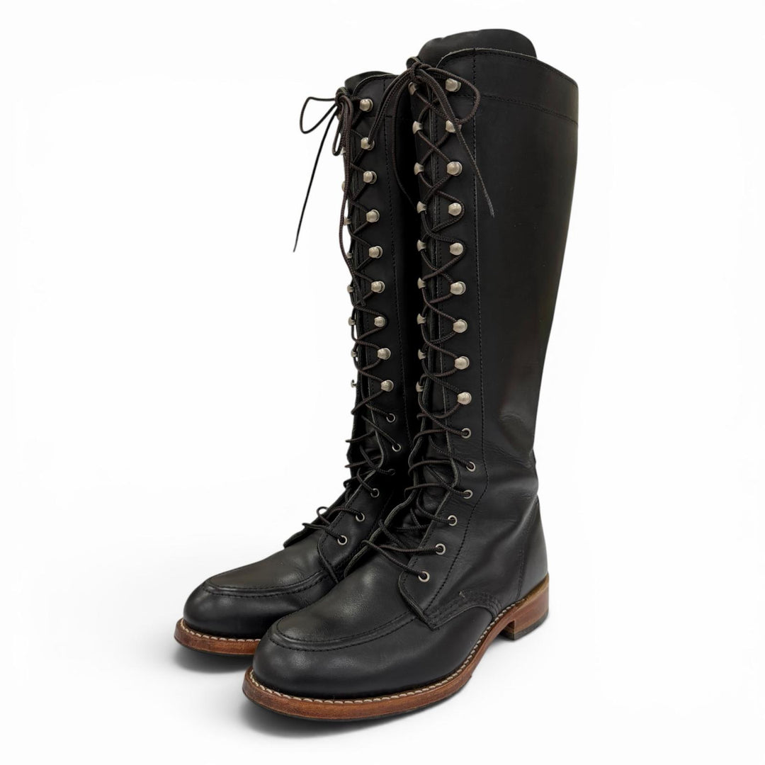Very Good RED WING Knee-high boots Lace-up Gloria Leather black Women 3385