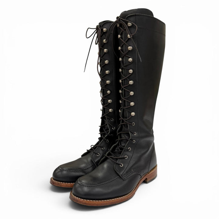 Very Good RED WING Knee-high boots Lace-up Gloria Leather black Women 3385