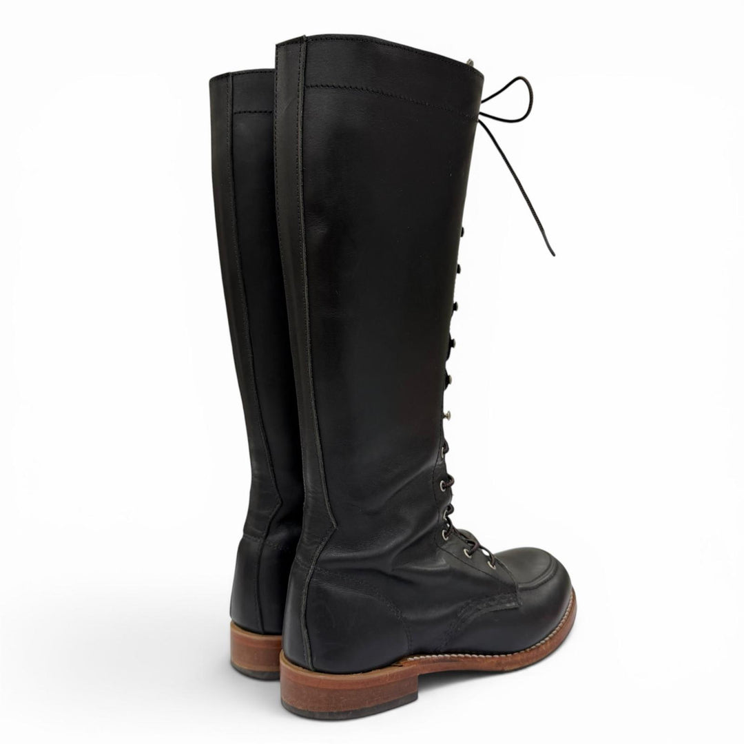 Very Good RED WING Knee-high boots Lace-up Gloria Leather black Women 3385