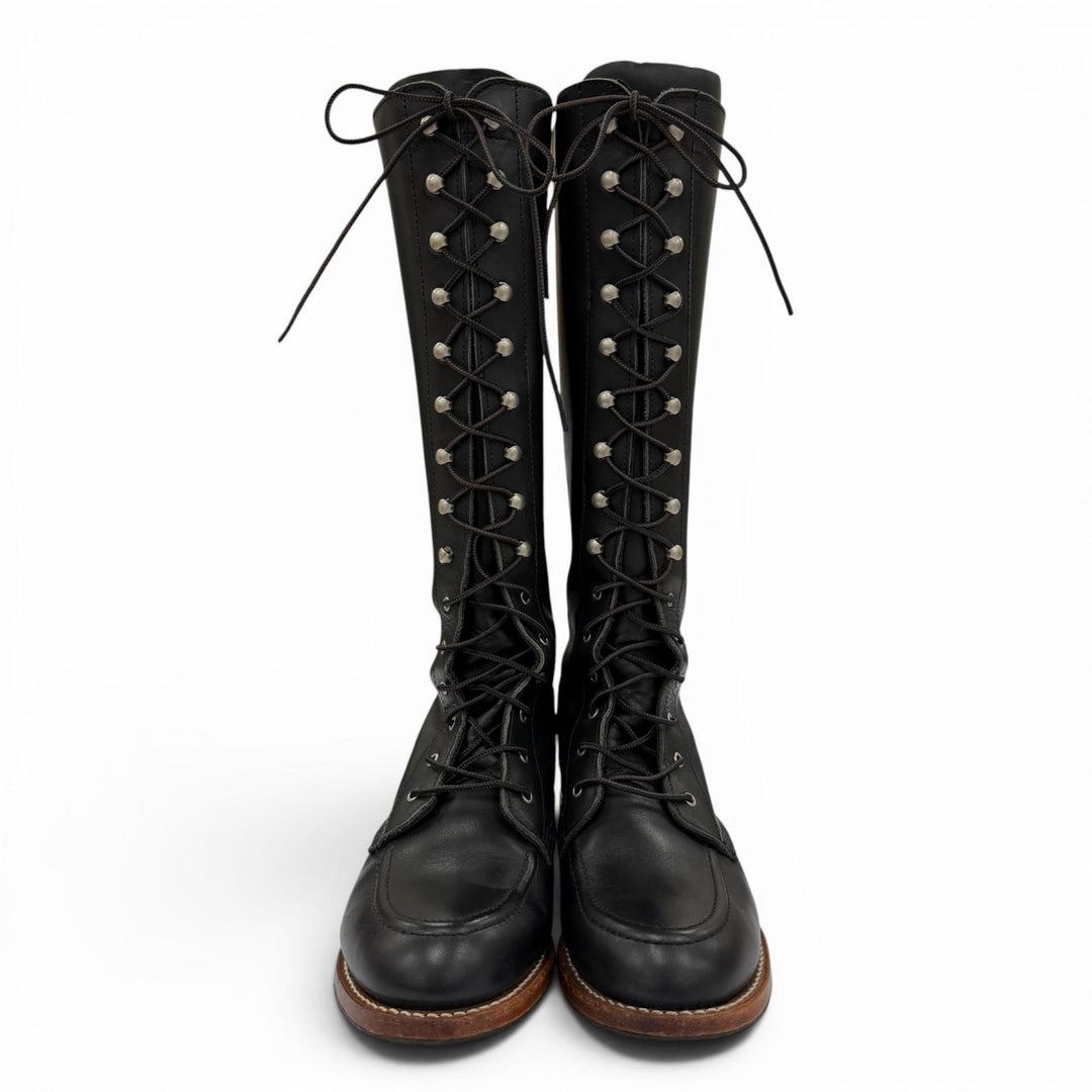Very Good RED WING Knee-high boots Lace-up Gloria Leather black Women 3385