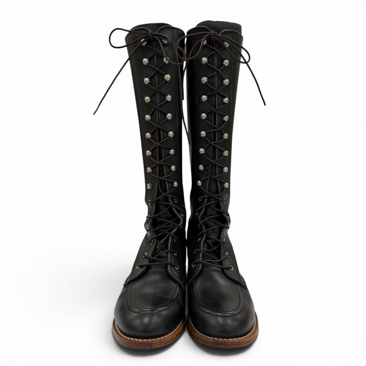 Very Good RED WING Knee-high boots Lace-up Gloria Leather black Women 3385