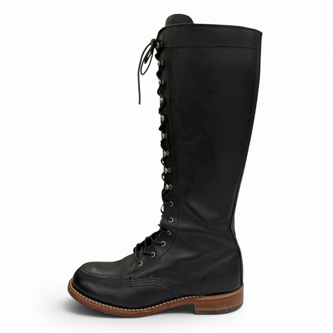 Very Good RED WING Knee-high boots Lace-up Gloria Leather black Women 3385