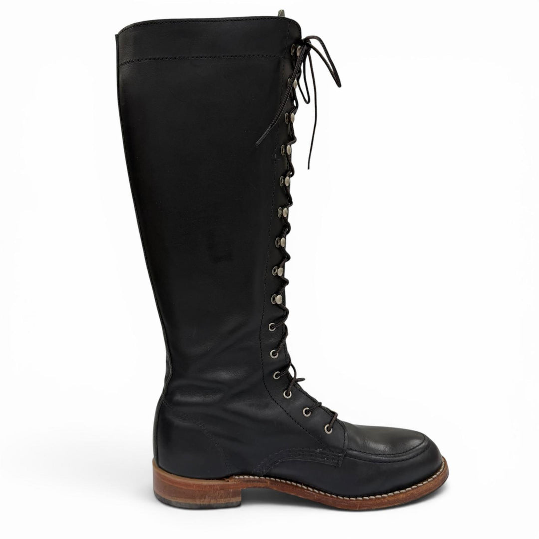 Very Good RED WING Knee-high boots Lace-up Gloria Leather black Women 3385