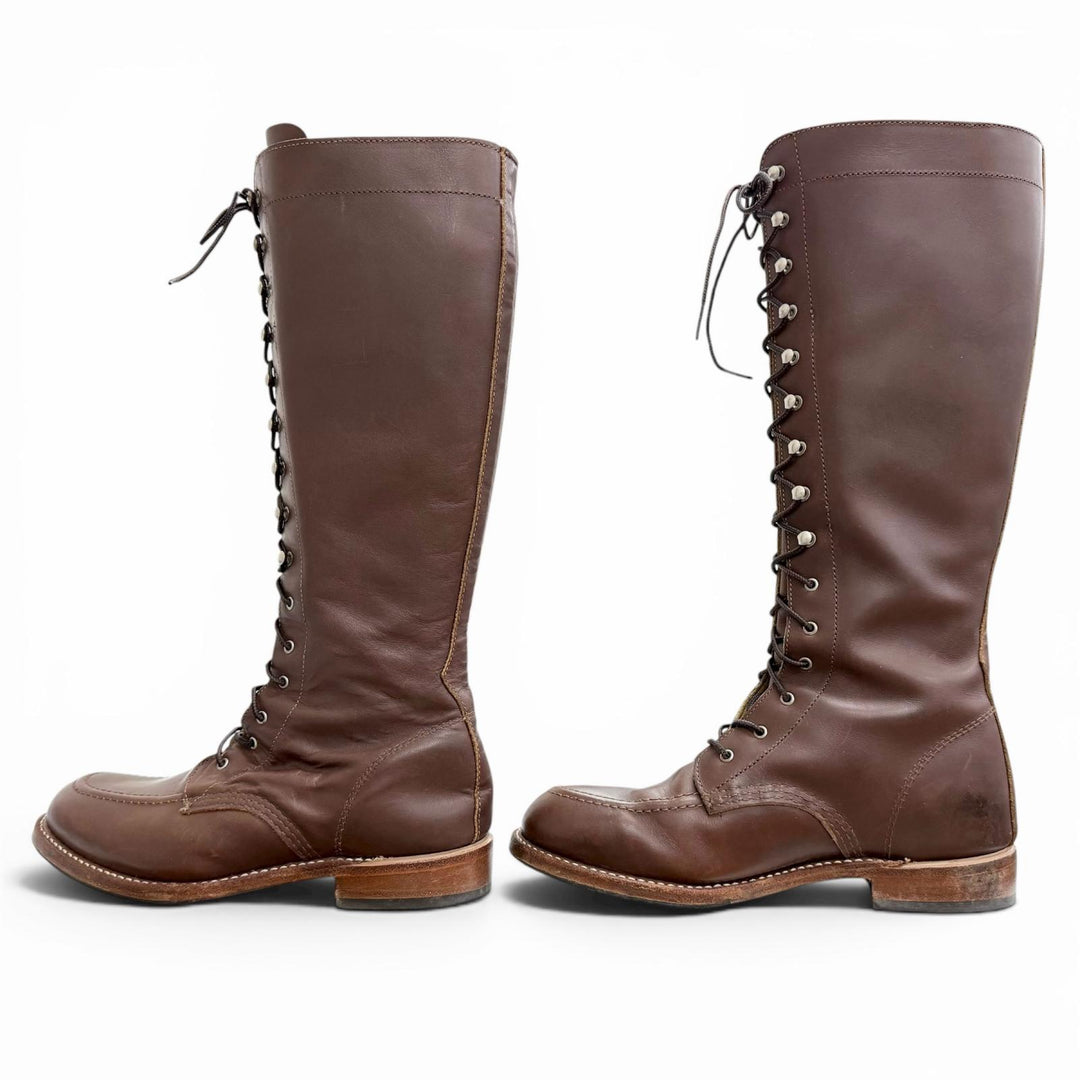 Very Good RED WING Knee-high boots GLORIA lace-up leather Brown leather 3386
