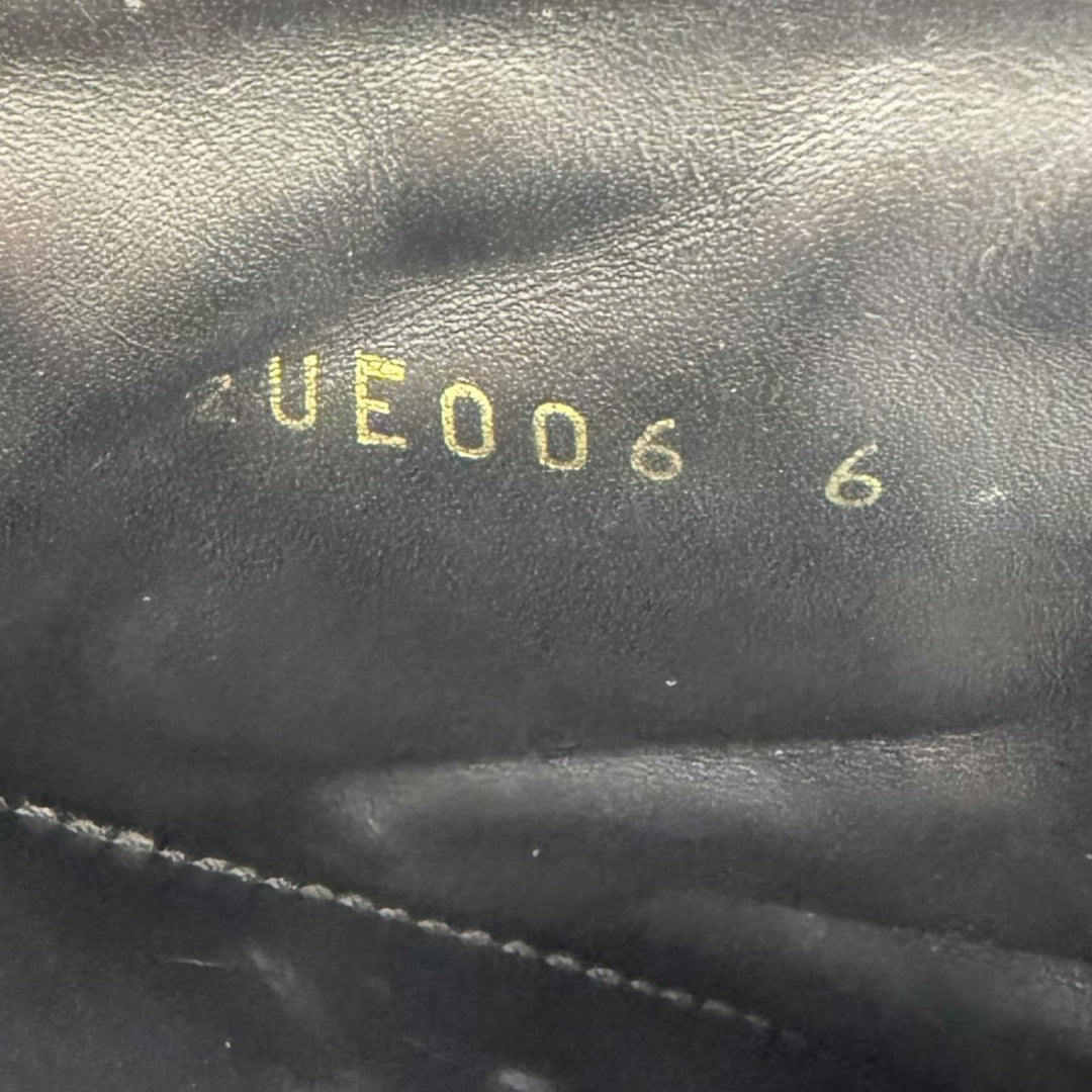 Great PRADA Ankle boots triangle logo triangle plate black leather mens 6 2UE006