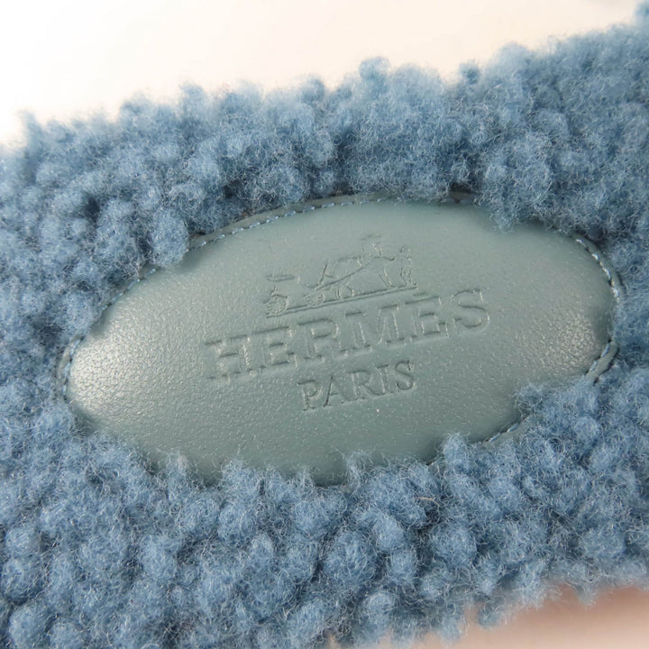Great HERMES Sandals Oran Mules Flats blue Mouton Women 35