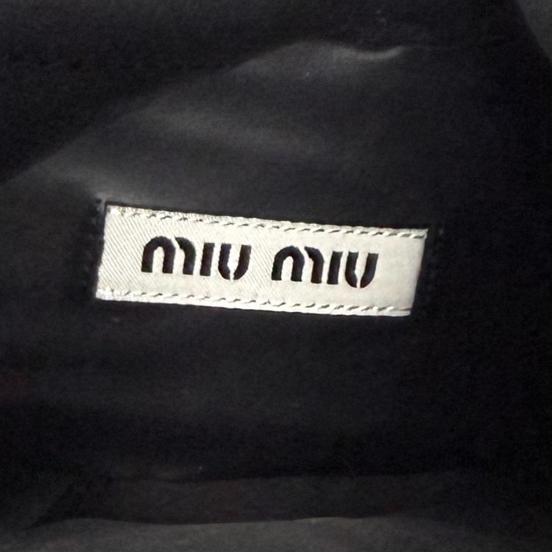 Very Good MIUMIU Knee-high boots Side zip lace-up leather black 38.5 5UZ021