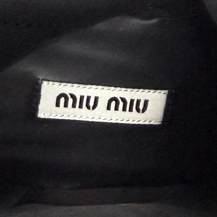 Very Good MIUMIU Knee-high boots Side zip lace-up leather black 38.5 5UZ021