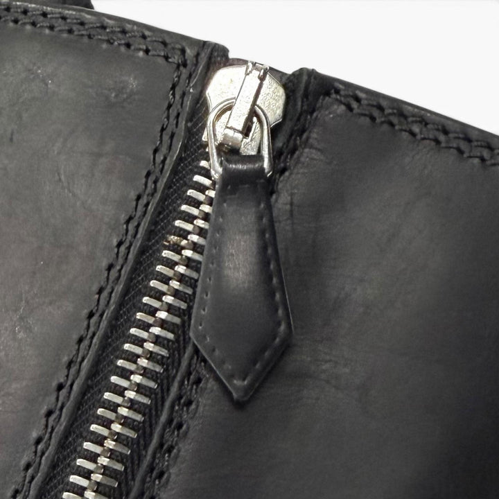 Very Good MIUMIU Knee-high boots Side zip lace-up leather black 38.5 5UZ021