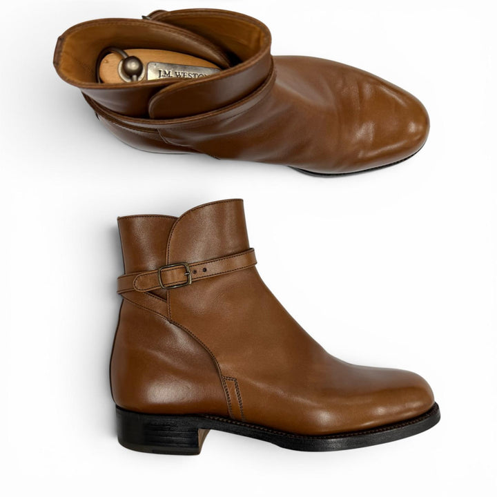 Great J.M WESTON short boots 794 Belted Jodhpurs Brown leather Women 4 308430