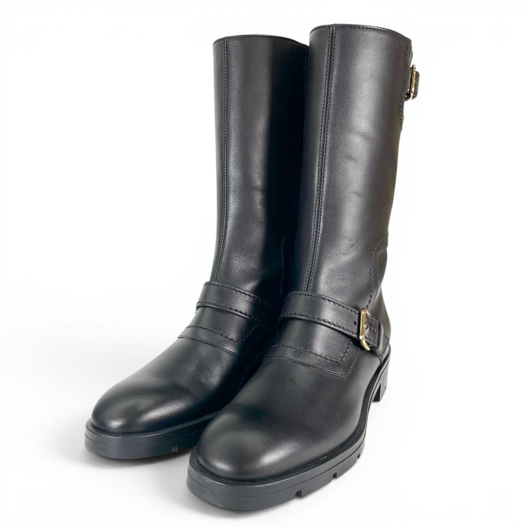 Excellent TOD’S boots Long biker boots with buckles black leather Women 36