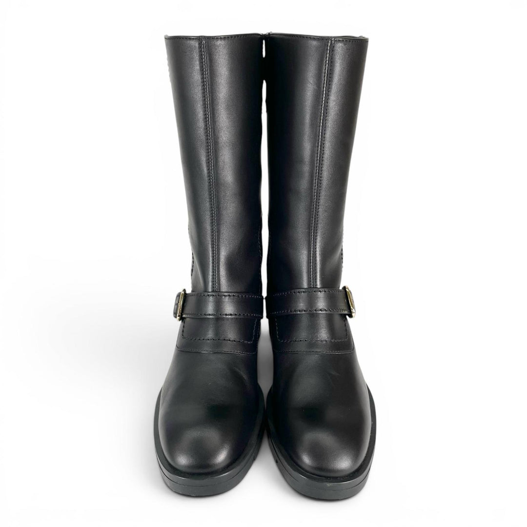 Excellent TOD’S boots Long biker boots with buckles black leather Women 36