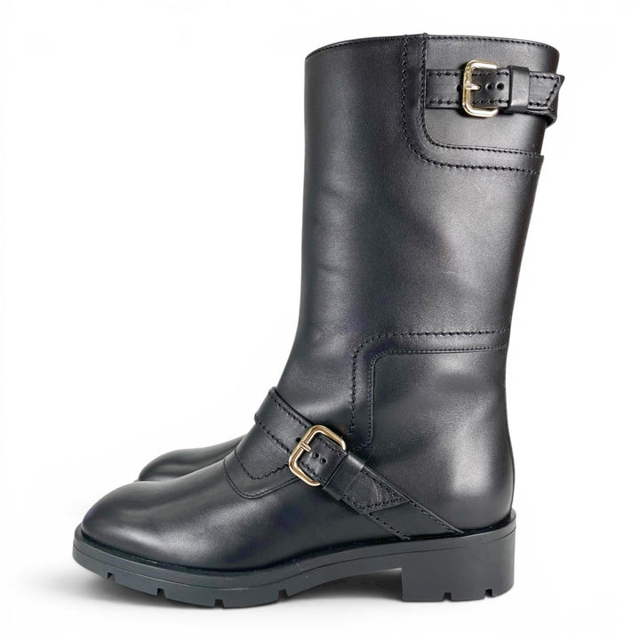 Excellent TOD’S boots Long biker boots with buckles black leather Women 36