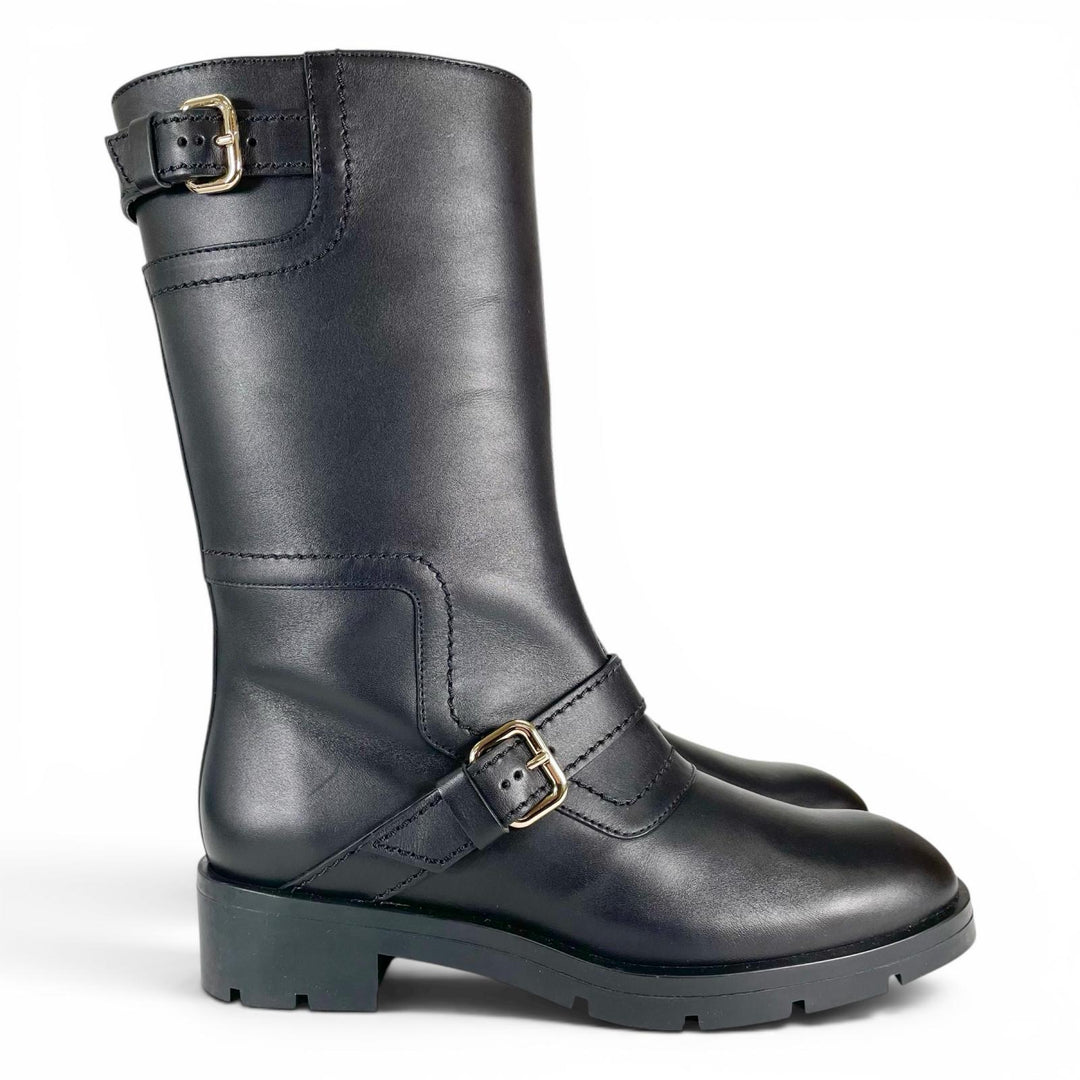 Excellent TOD’S boots Long biker boots with buckles black leather Women 36