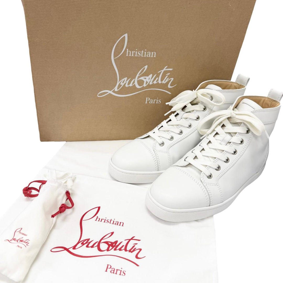 Excellent Christian Louboutin High cut sneakers Lewis Flat white leather