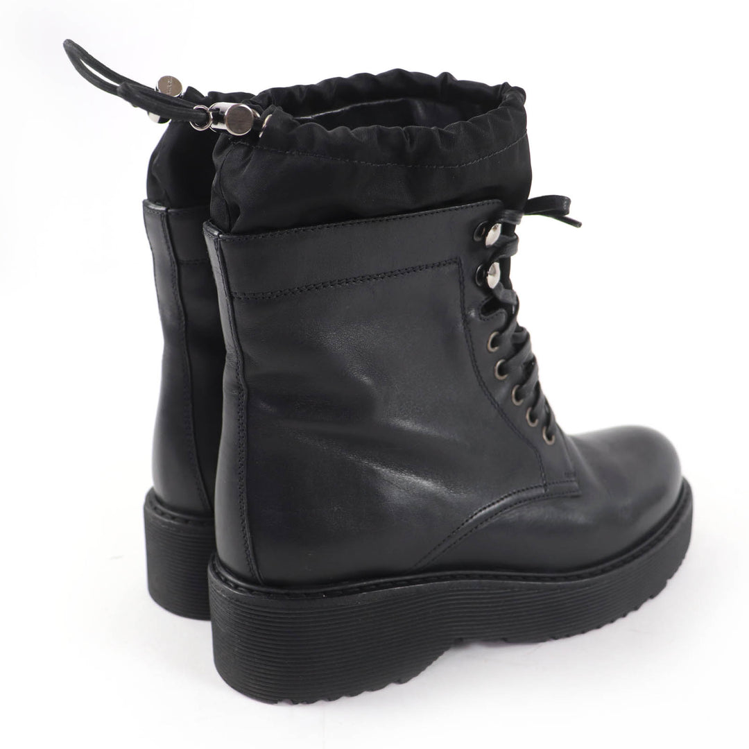 Great PRADA short boots Lace-up design leather ankle boots black Women 36 6101