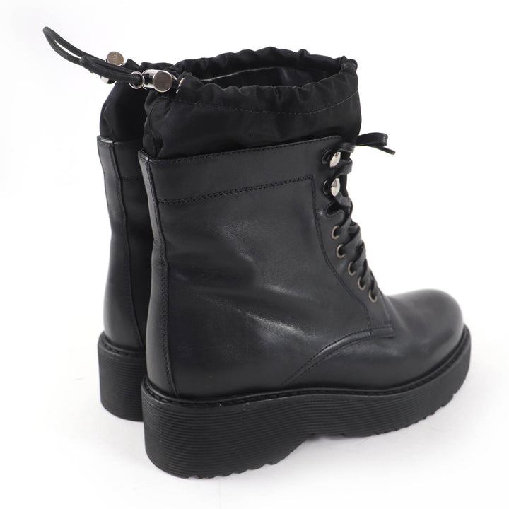 Great PRADA short boots Lace-up design leather ankle boots black Women 36 6101