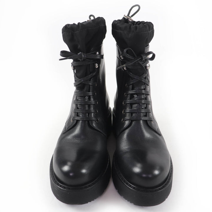 Great PRADA short boots Lace-up design leather ankle boots black Women 36 6101