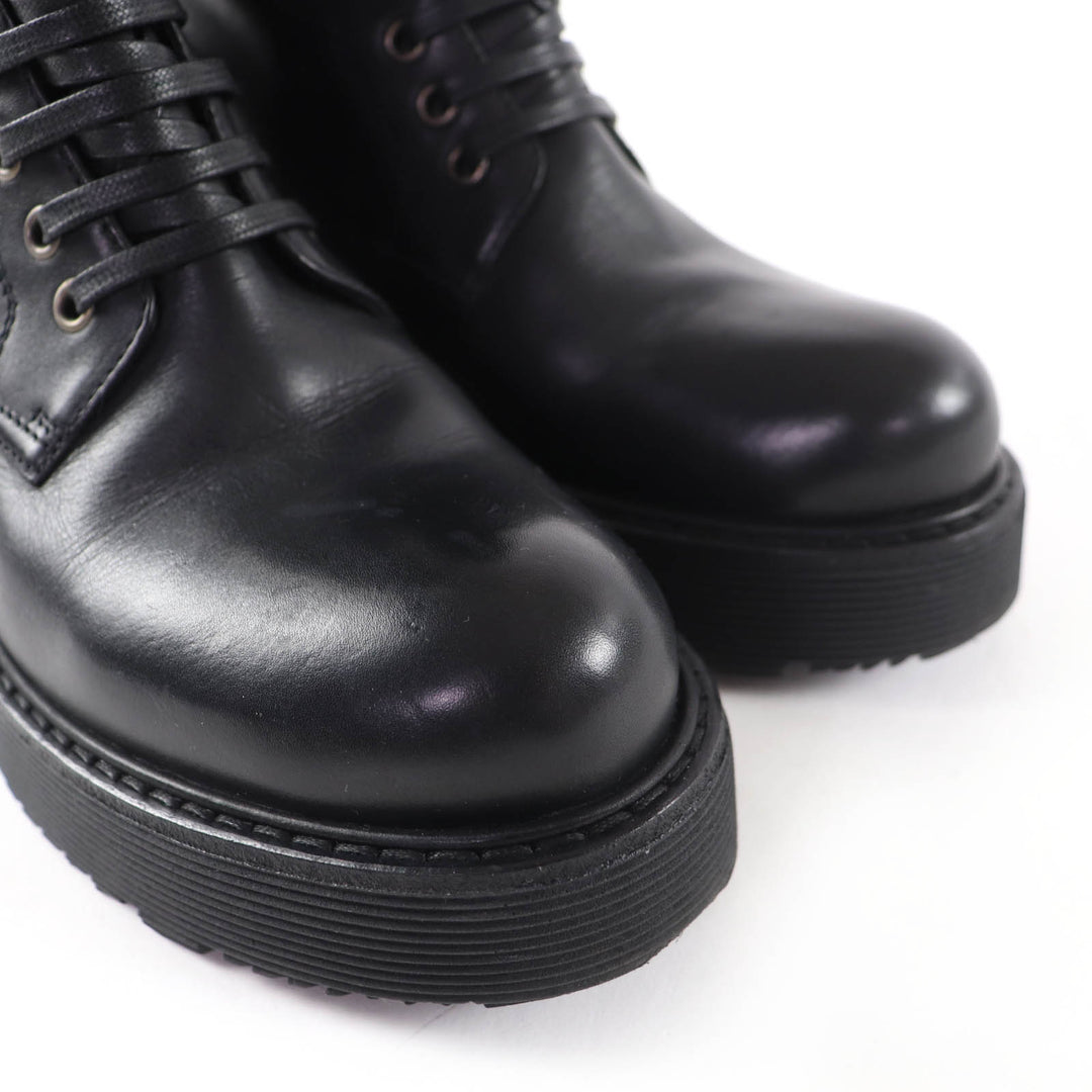 Great PRADA short boots Lace-up design leather ankle boots black Women 36 6101
