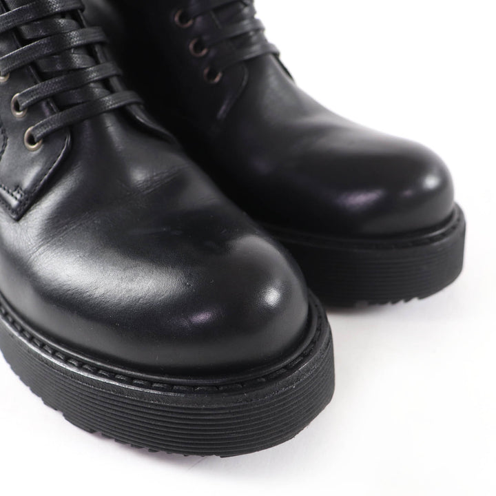 Great PRADA short boots Lace-up design leather ankle boots black Women 36 6101