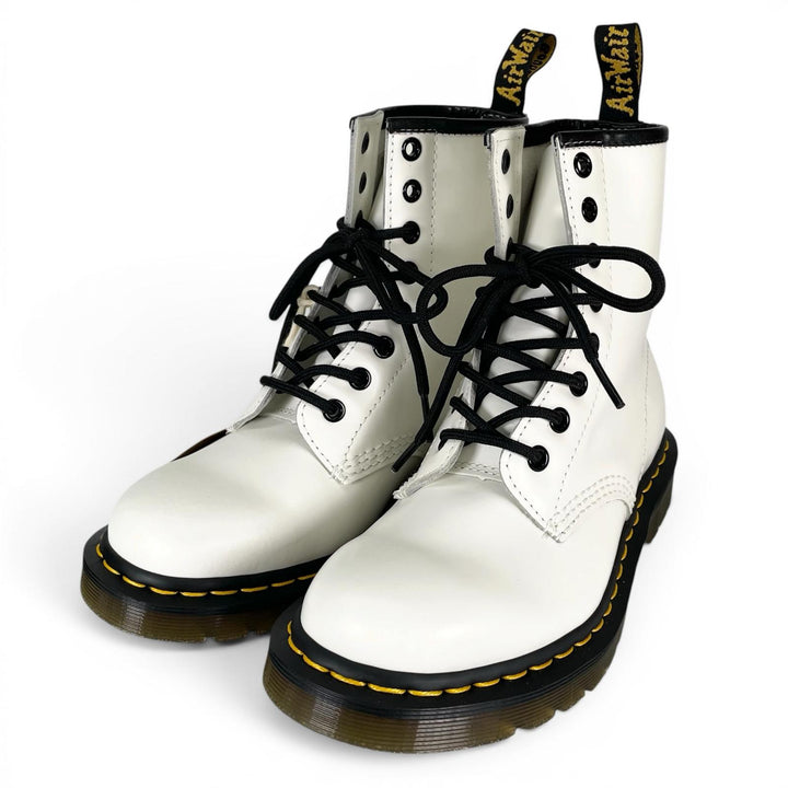 Pristine Dr.Martens boots 1460 Yellow stitch 8-hole white Women 11822100