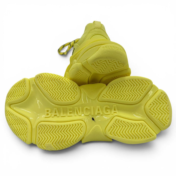 Great BALENCIAGA sneakers Triple S Logo-embroidered lace-up yellow 23 524039