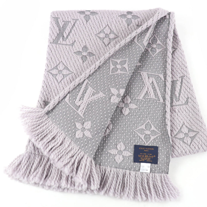 Great LOUIS VUITTON Scarf Esharp Logomania With fringe wool Women M74742
