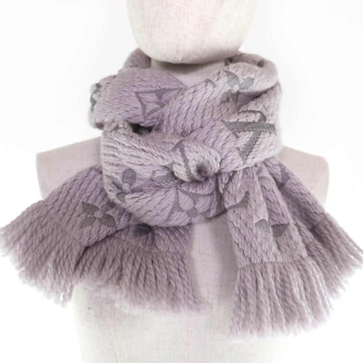 Great LOUIS VUITTON Scarf Esharp Logomania With fringe wool Women M74742