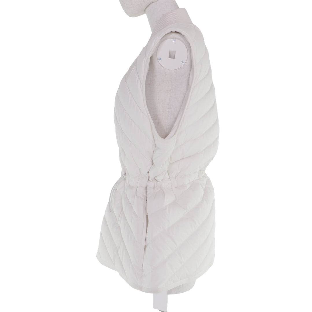 Excellent HERMES Down vest Serie A logo rubber patch ZIP UP white Women 40