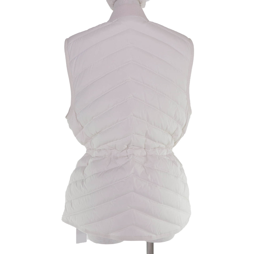 Excellent HERMES Down vest Serie A logo rubber patch ZIP UP white Women 40