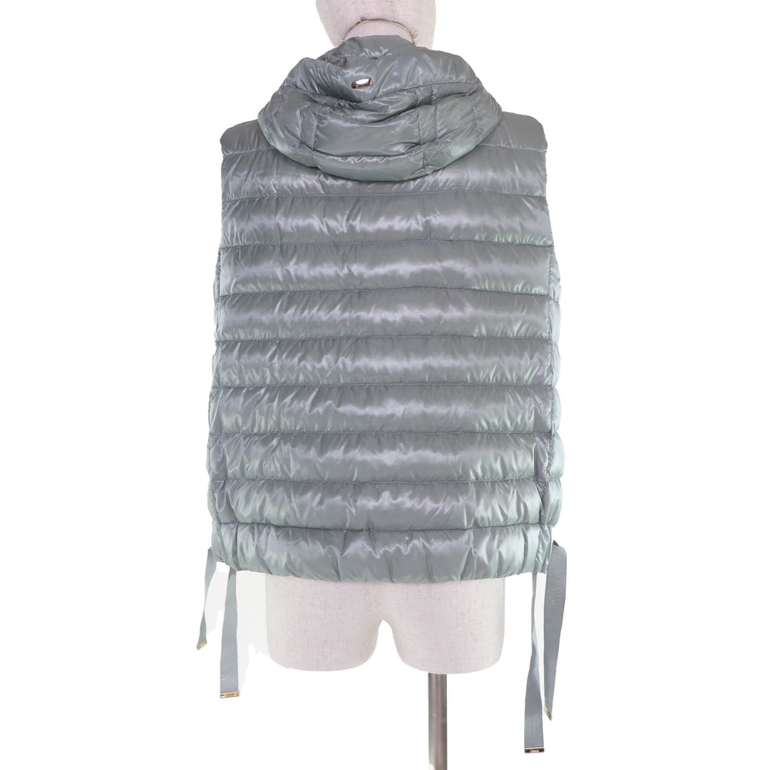 Excellent Herno Down vest Logo Metal Hem Design Hooded Zip-Up green 44 PI001687D