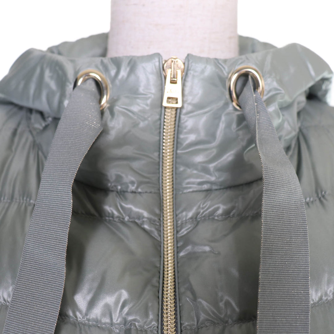Excellent Herno Down vest Logo Metal Hem Design Hooded Zip-Up green 44 PI001687D