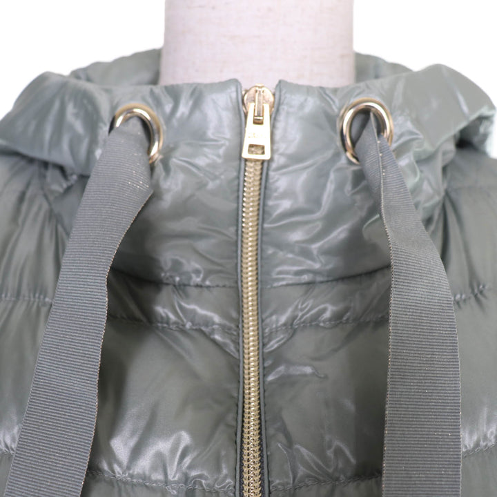 Excellent Herno Down vest Logo Metal Hem Design Hooded Zip-Up green 44 PI001687D