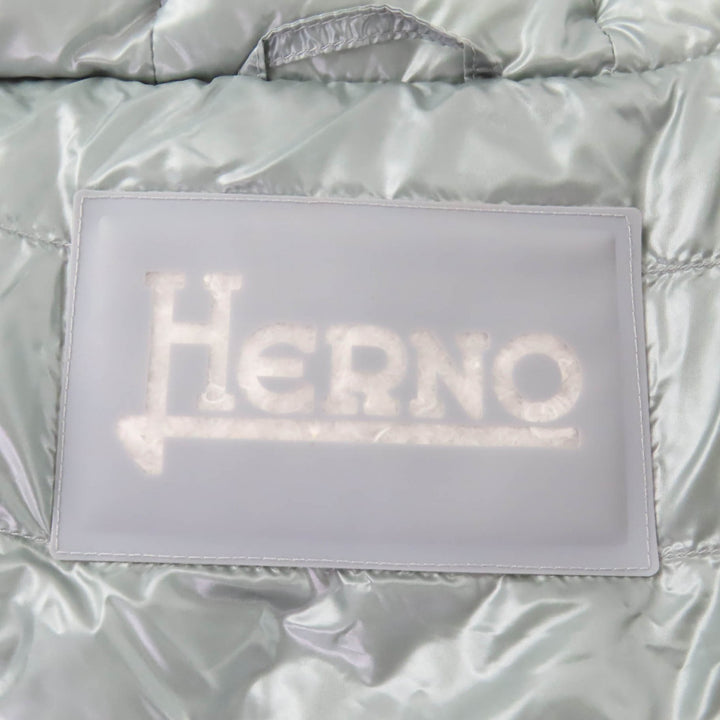 Excellent Herno Down vest Logo Metal Hem Design Hooded Zip-Up green 44 PI001687D