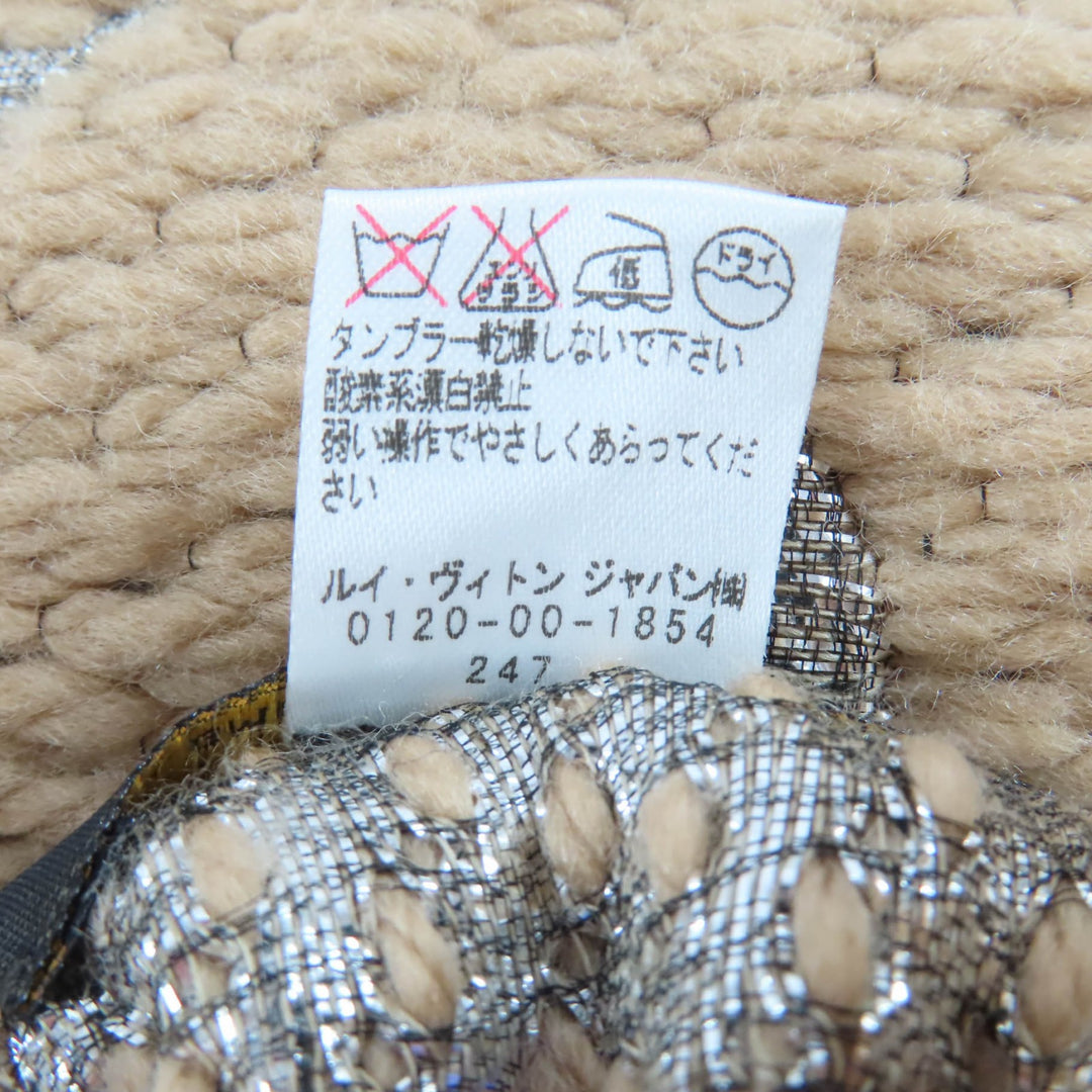 Great LOUIS VUITTON Scarf Escalp Logomania Shine With fringe beige wool M75834