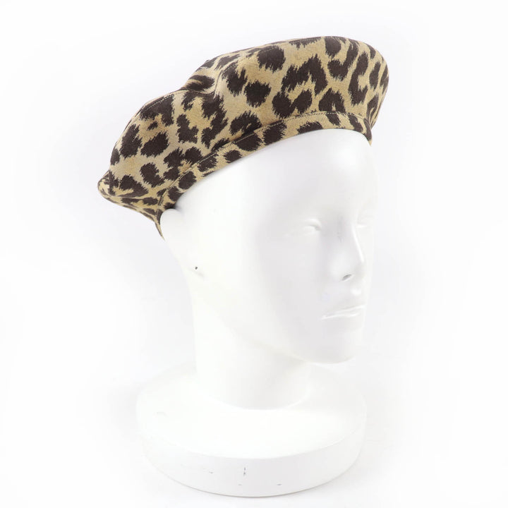 Excellent Christian Dior beret Leopard Pattern Brown Women 57 14LEO910I134