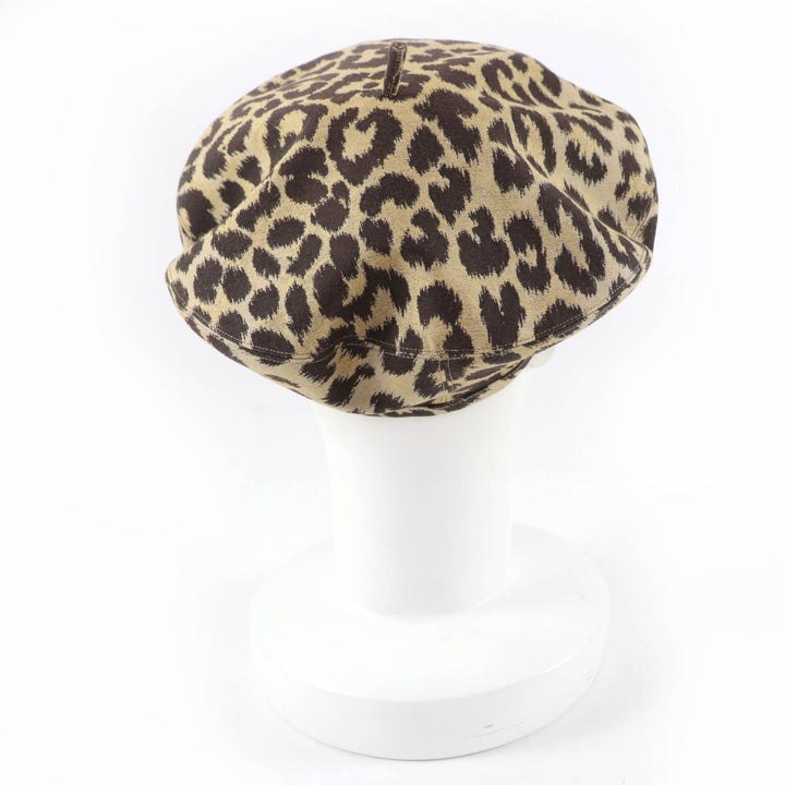 Excellent Christian Dior beret Leopard Pattern Brown Women 57 14LEO910I134