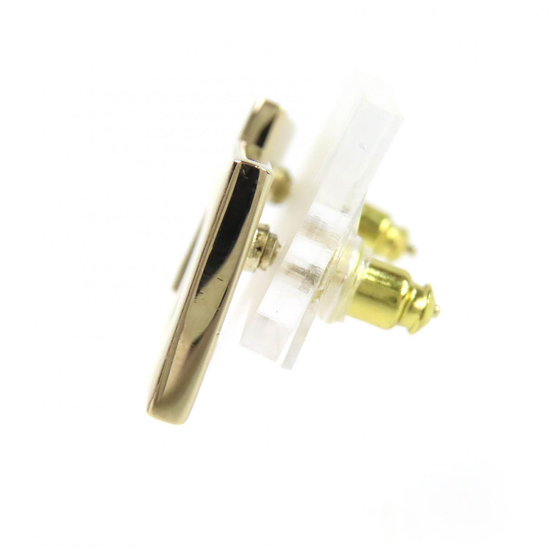 Excellent CHANEL Pierce COCO Mark Square Pierce Earrings (Pair) gold Women B24C