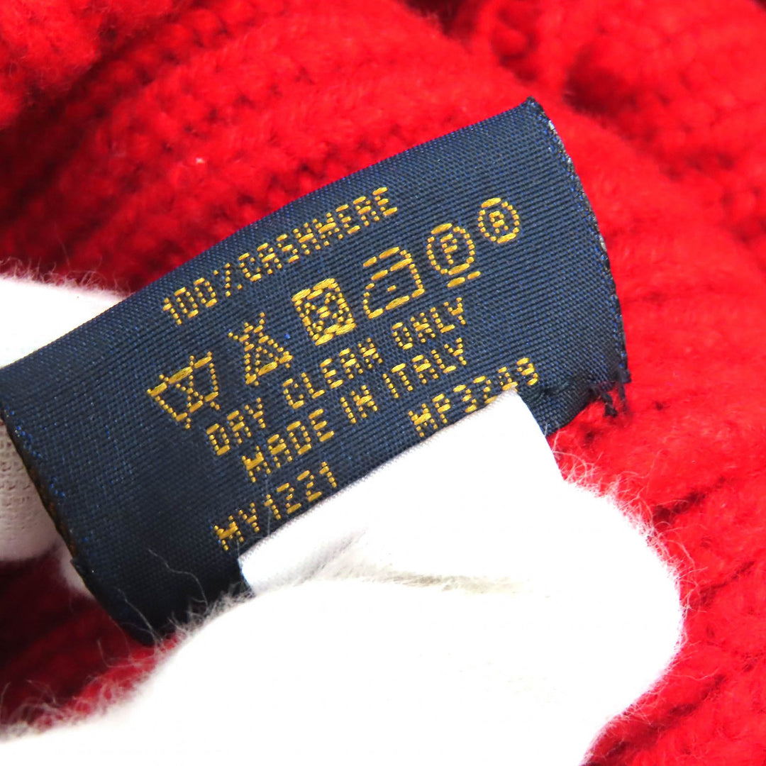 Excellent LOUIS VUITTON Knit cap Bonnet LV Ahead Logo Beanie Knit Hat Red MP3249